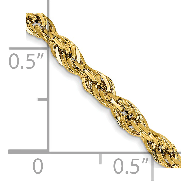 Tobillera de Cuerda Semisólida de 14K de 10 Pulgadas y 2.8 mm con Cierre de Langosta - Image 2