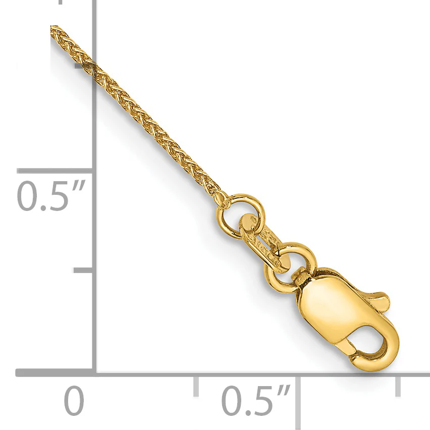 Tobillera de Cadena Espiga de 14K de 10 Pulgadas y 0.85 mm con Cierre de Langosta - Image 2