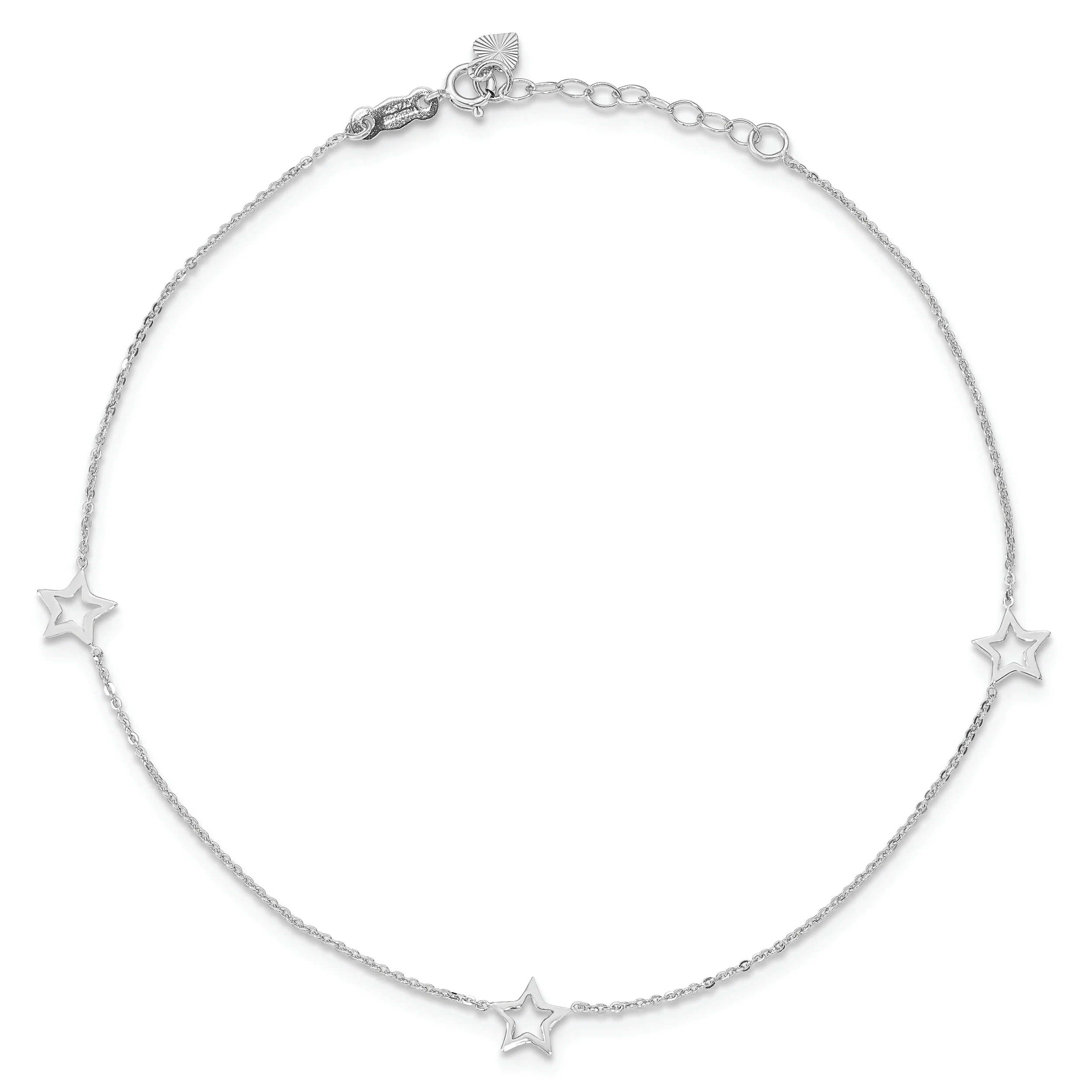 Tobillera Ajustable con Estrella en Oro Blanco de 14K de 9 Pulgadas + Extensión de 1 Pulgada - Image 4
