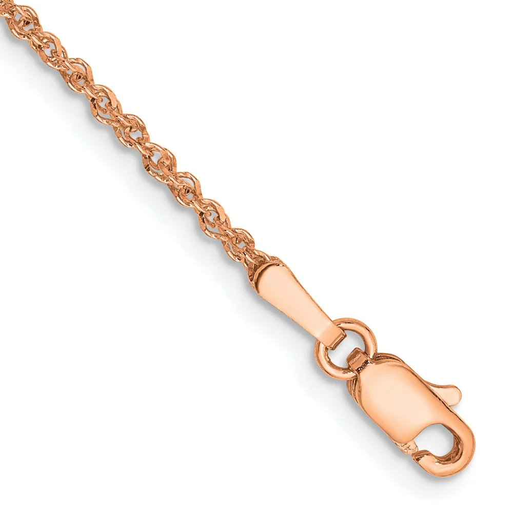 Tobillera Ropa de 14k en Oro Rosa de 9 Pulgadas y 1.7 mm con Cierre de Langosta