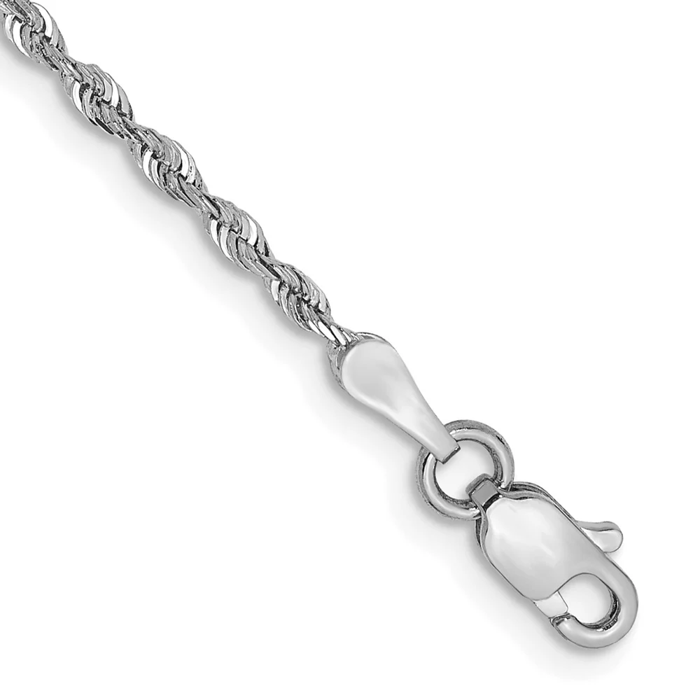 Tobillera de Cadena de Cuerda Cuádruple de 10k en Oro Blanco de 1.85 mm con Cierre de Langosta