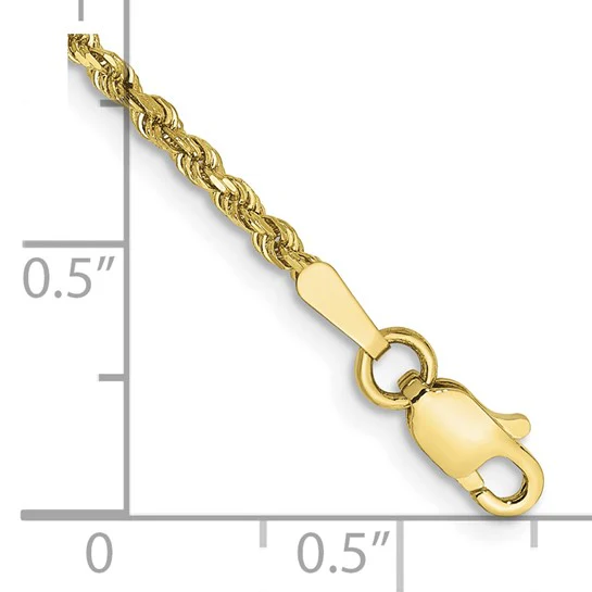 Tobillera de Cadena de Cuerda Diamond-Cut de 10K en Oro Amarillo de 1.75 mm con Cierre de Langosta - Image 3