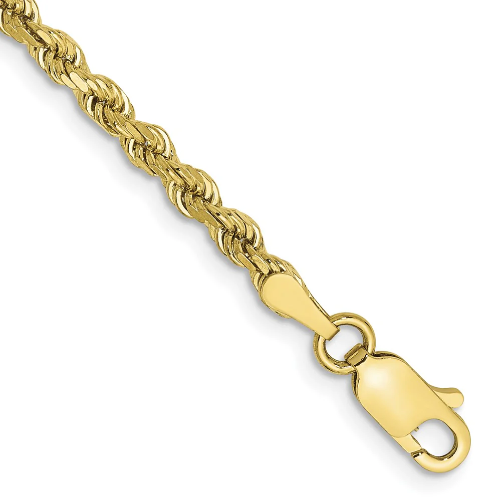 Tobillera de Cadena Tipo Cuerda de 10K en Oro Amarillo de 2.75 mm con Cierre de Langosta - Image 2