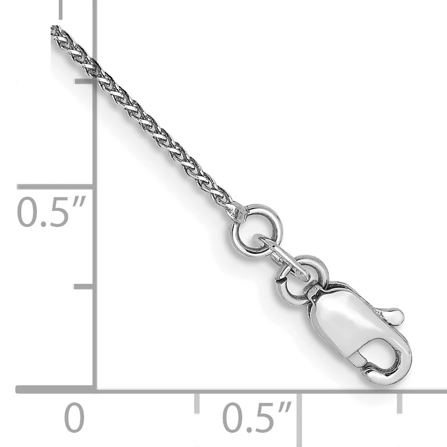 Tobillera de Oro Blanco de 14K con Cadena Spiga Diamond-Cut de 10 Pulgadas y Cierre de Langosta - Image 2
