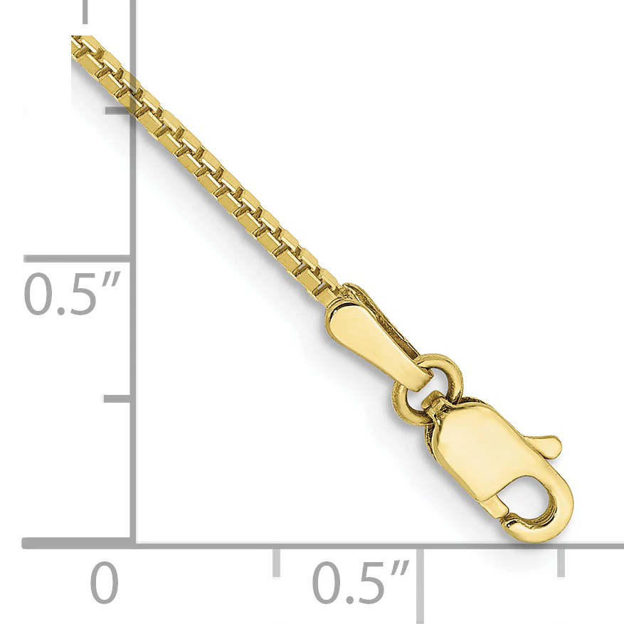 Tobillera de Oro Amarillo de 10K con Cadena Estilo Box de 9 Pulgadas y Cierre de Langosta (1.1 mm) - Image 2
