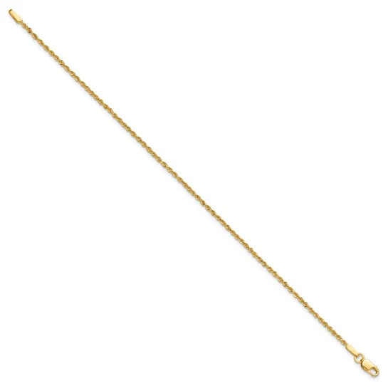 Tobillera de Oro Amarillo de 10K con Cadena de Cuerda Diamantada de 1.5mm y Cierre de Langosta de 9 Pulgadas - Image 2