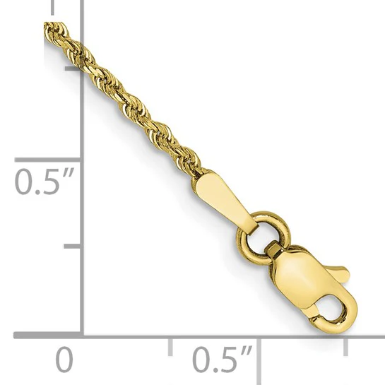 Tobillera de Oro Amarillo de 10K con Cadena de Cuerda Diamantada de 1.5mm y Cierre de Langosta de 9 Pulgadas - Image 5