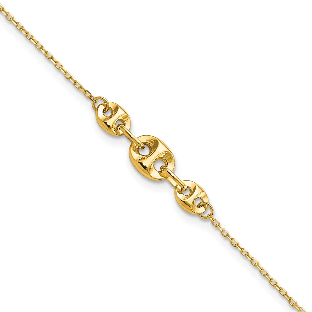 Tobillera de Enlace Fancy Pulido de 14K de 9 Pulgadas (más 1 Pulgada de Extensión) - Image 2
