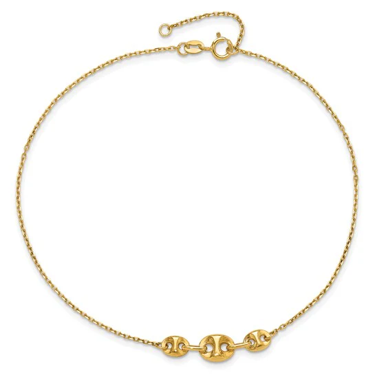 Tobillera de Enlace Fancy Pulido de 14K de 9 Pulgadas (más 1 Pulgada de Extensión) - Image 3