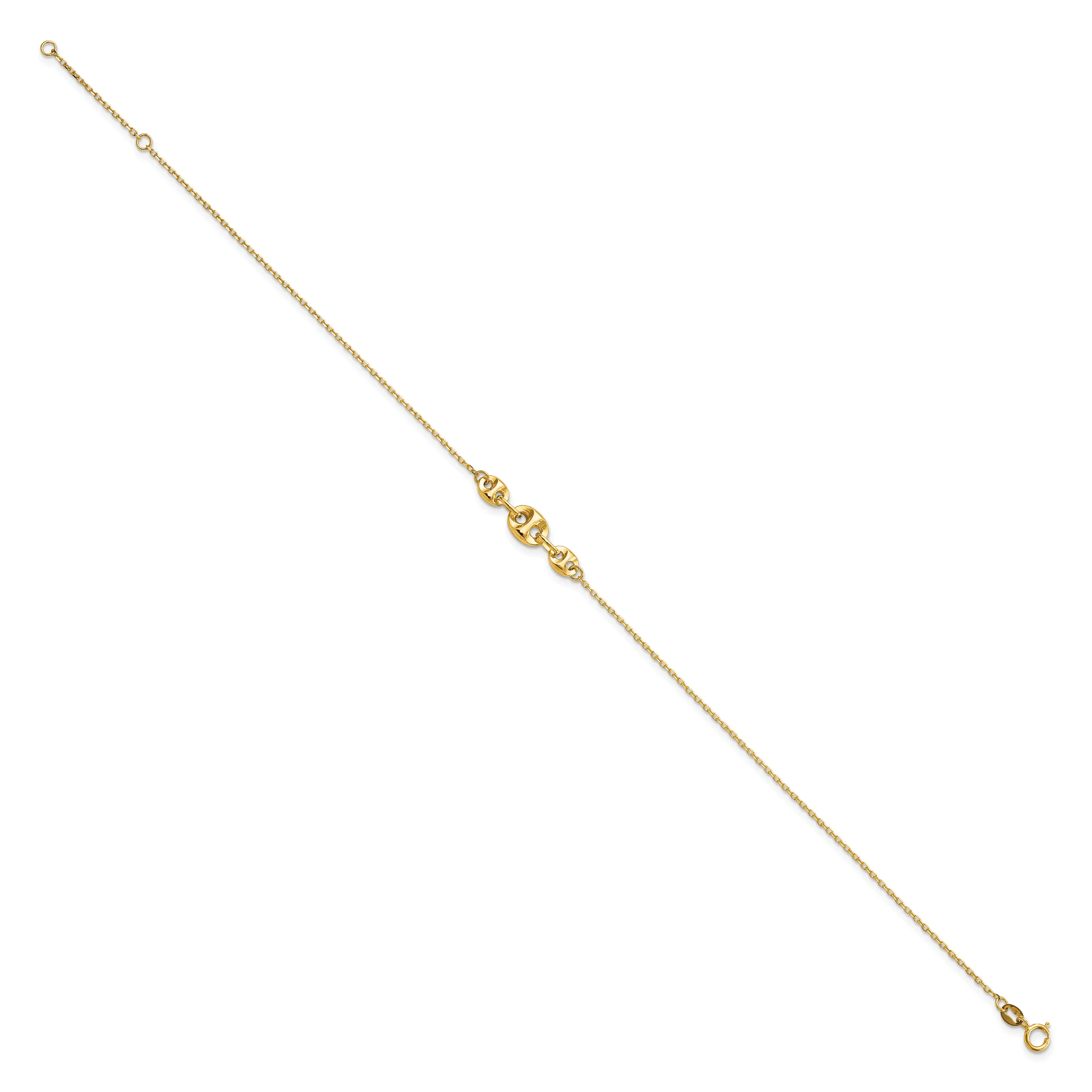 Tobillera de Enlace Fancy Pulido de 14K de 9 Pulgadas (más 1 Pulgada de Extensión) - Image 4