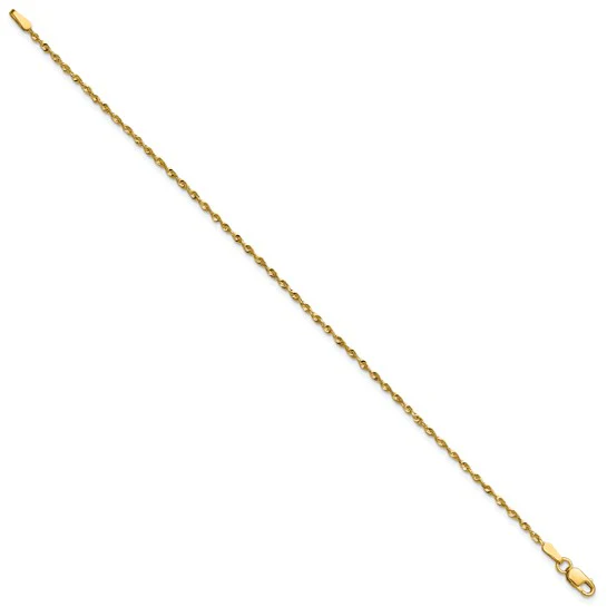 Tobillera de Cuerda Ligera Extra con Corte Diamante en Oro de 10k - Image 2