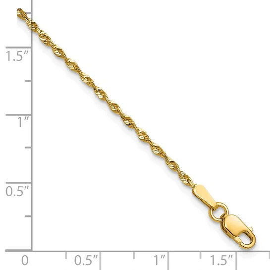 Tobillera de Cuerda Ligera Extra con Corte Diamante en Oro de 10k - Image 5