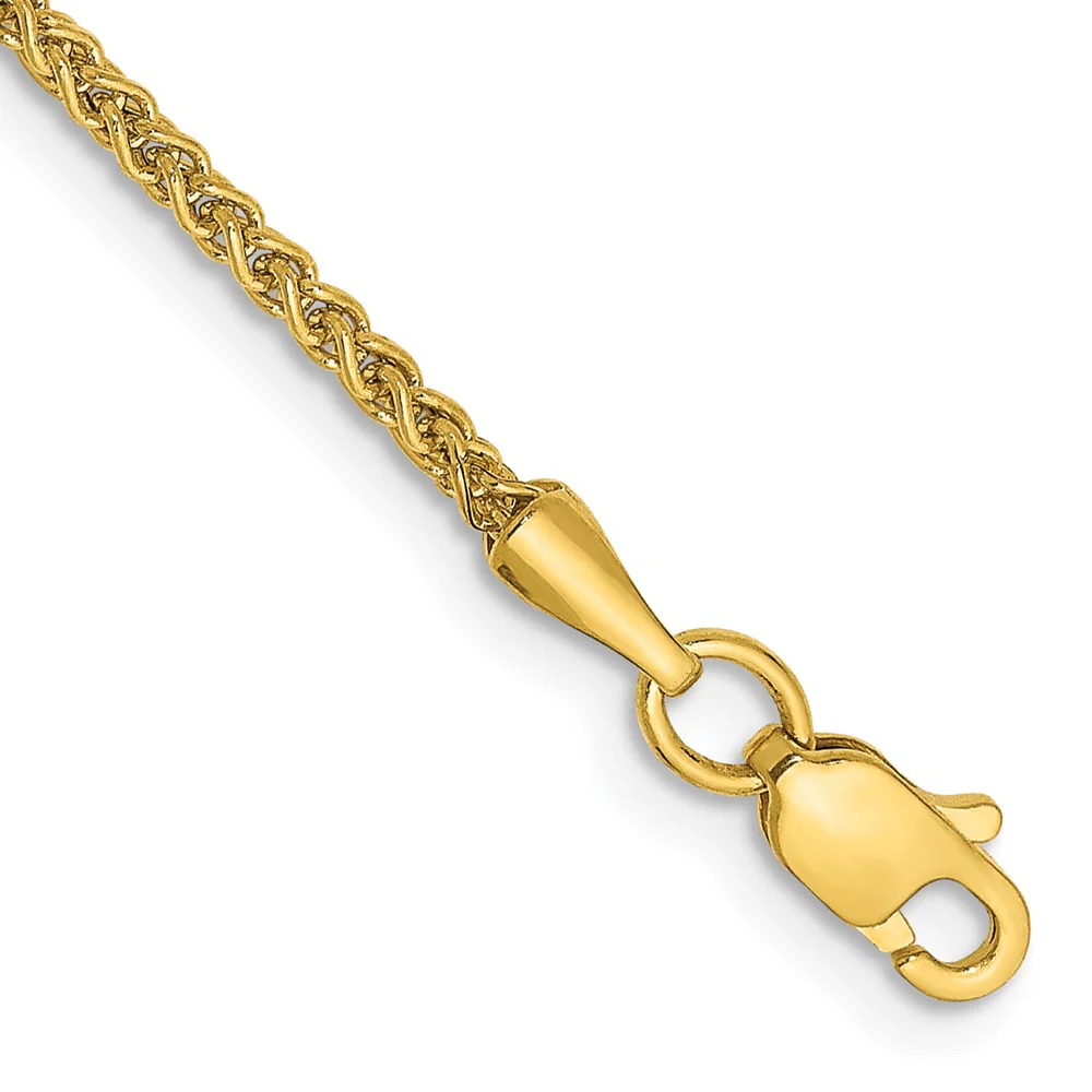 Tobillera de 14K de 9 Pulgadas y 1.55 mm Tipo Spiga Semi-Sólida con Cierre de Langosta