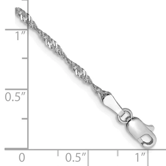 Tobillera de 14K en Oro Blanco de 9 Pulgadas y 1.7 mm Tipo Singapur con Cierre de Langosta - Image 2