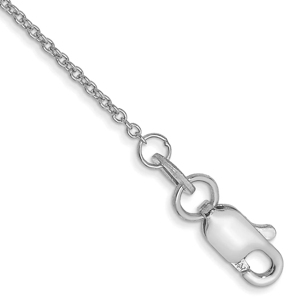 Tobillera de 14K en Oro Blanco de 10 Pulgadas y 1 mm Tipo Cable con Cierre de Langosta