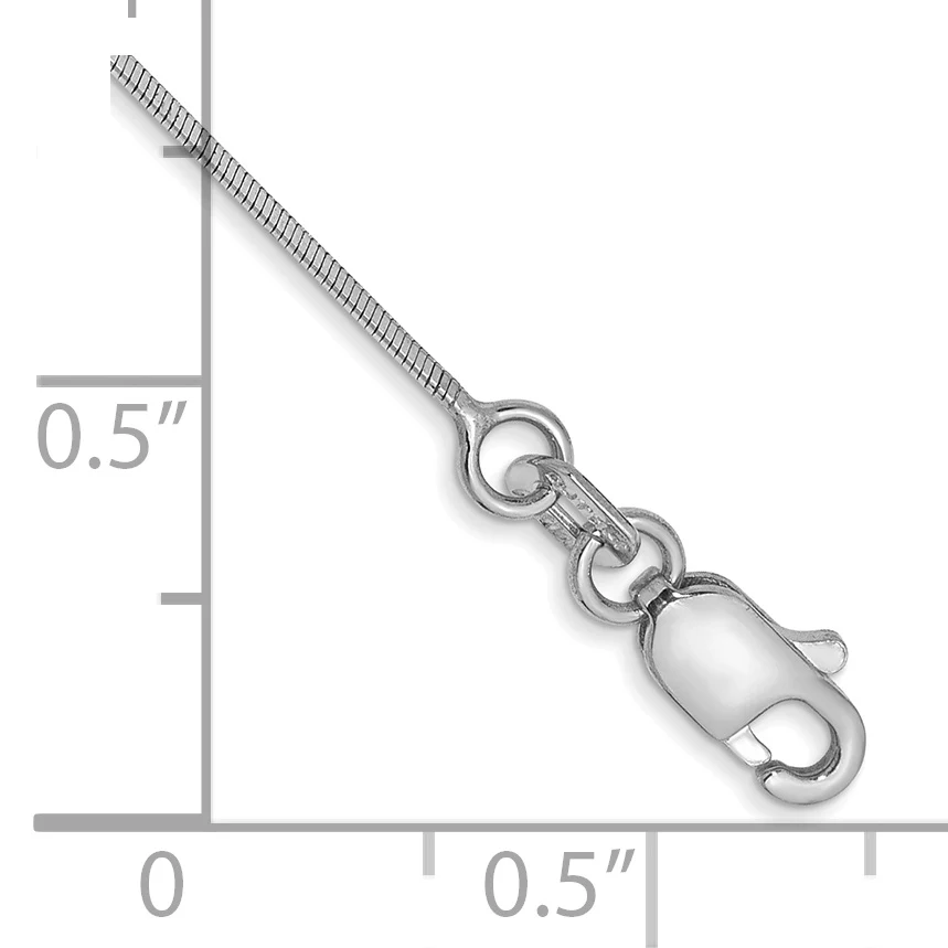 Tobillera de 14K en Oro Blanco de 10 Pulgadas y 0.6 mm Tipo Serpiente Octagonal con Cierre de Langosta - Image 2