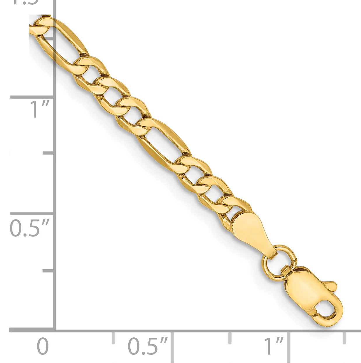 Tobillera de 14K de 9 Pulgadas y 3.5 mm Tipo Fígaro Semi-Sólida con Cierre de Langosta - Image 2