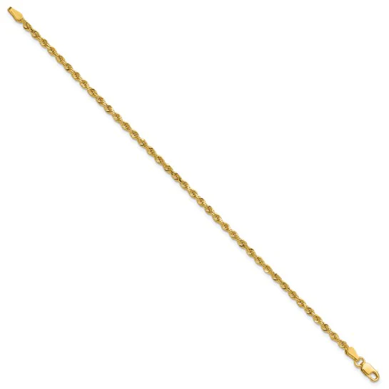 Tobillera de Oro Amarillo de 14K con Cadena de Soga y Corte Diamante con Cierre de Langosta de 9 Pulgadas - Image 3