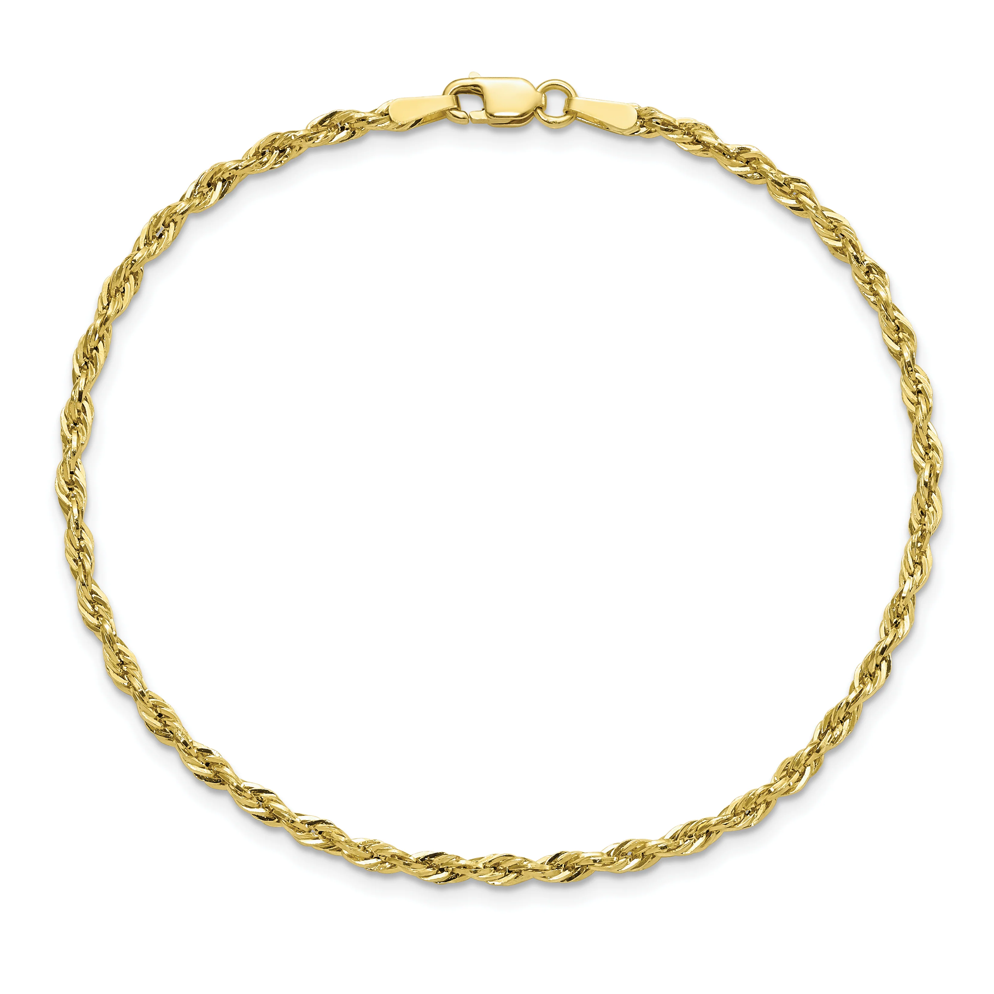 Tobillera de Oro Amarillo de 10K con Cadena de Soga y Corte Diamante con Cierre de Langosta de 9 Pulgadas - Image 3