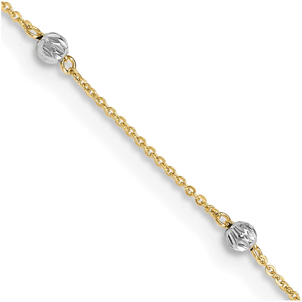 Tobillera de 14K Two-tone con Perlas Cortadas en Diamante de 9 Pulgadas más 1 Pulgada de Extensión - Image 2