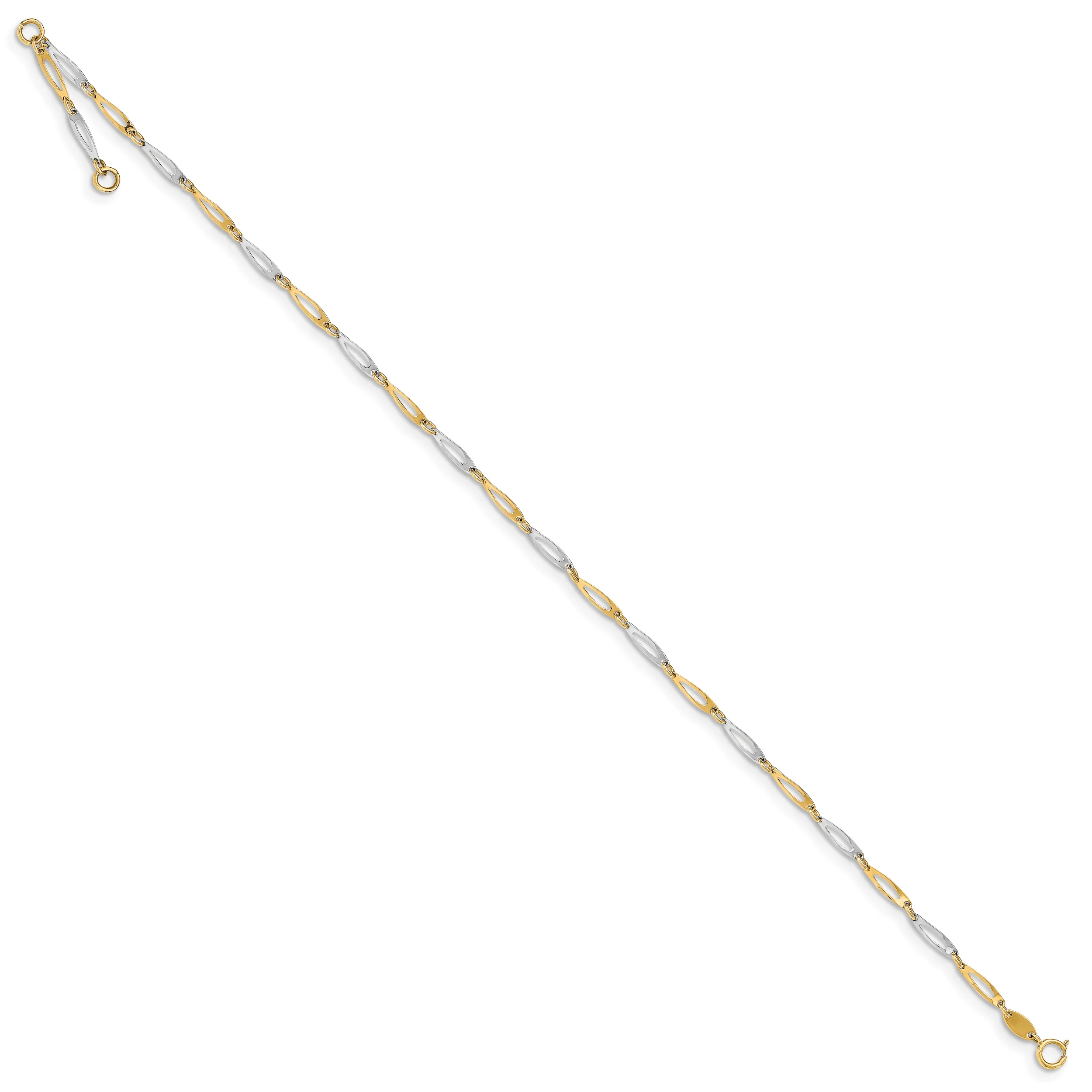 Tobillera de 14K de Eslabones Pulidos Bicolor de 9.5 Pulgadas más 1 Pulgada de Extensión - Image 6