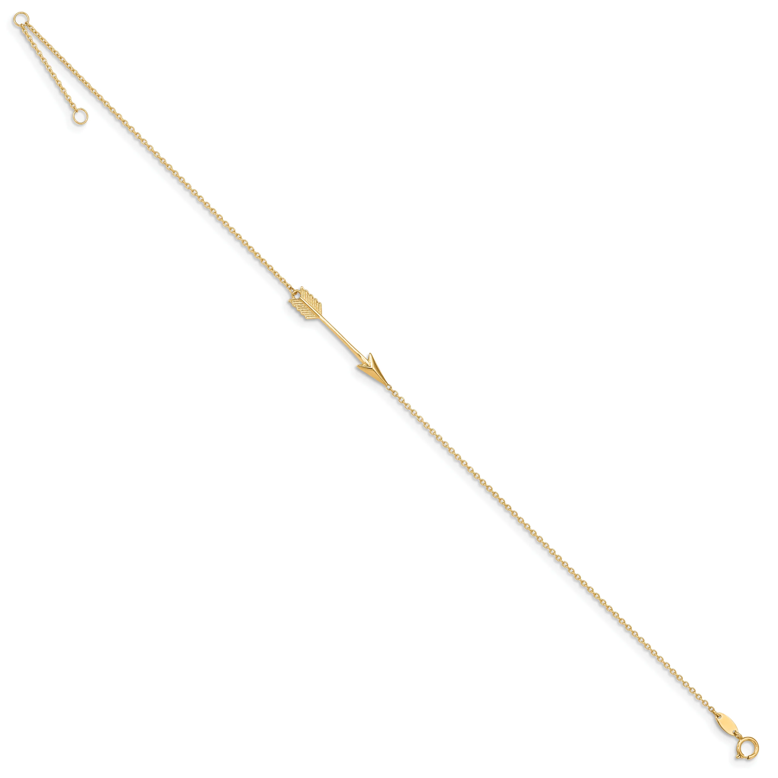 Anklet 14K Pulido con Flecha de 9 Pulgadas más 1 Pulgada de Extensión - Image 2