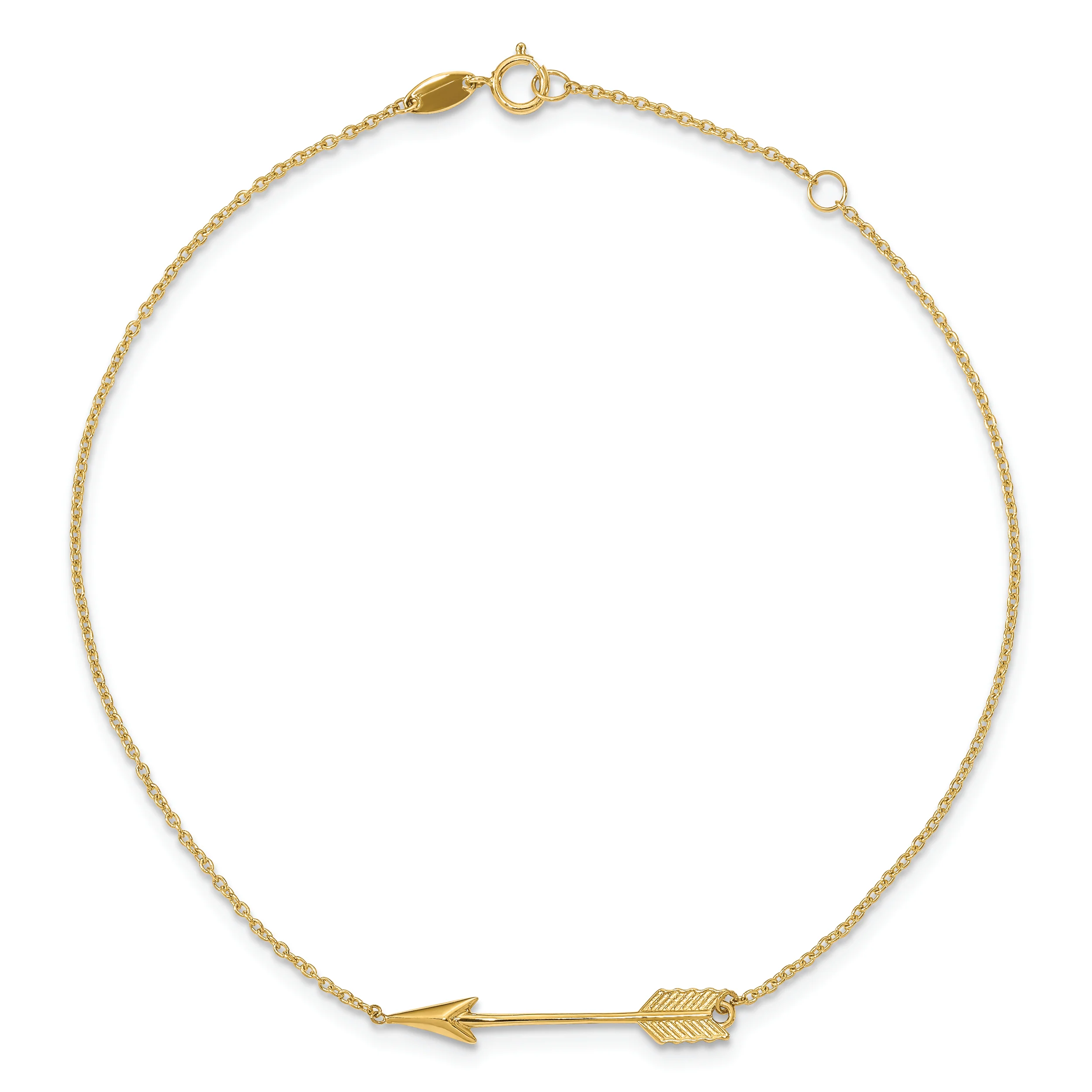 Anklet 14K Pulido con Flecha de 9 Pulgadas más 1 Pulgada de Extensión - Image 4