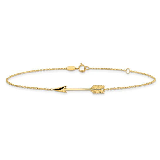 Anklet 14K Pulido con Flecha de 9 Pulgadas más 1 Pulgada de Extensión - Image 5