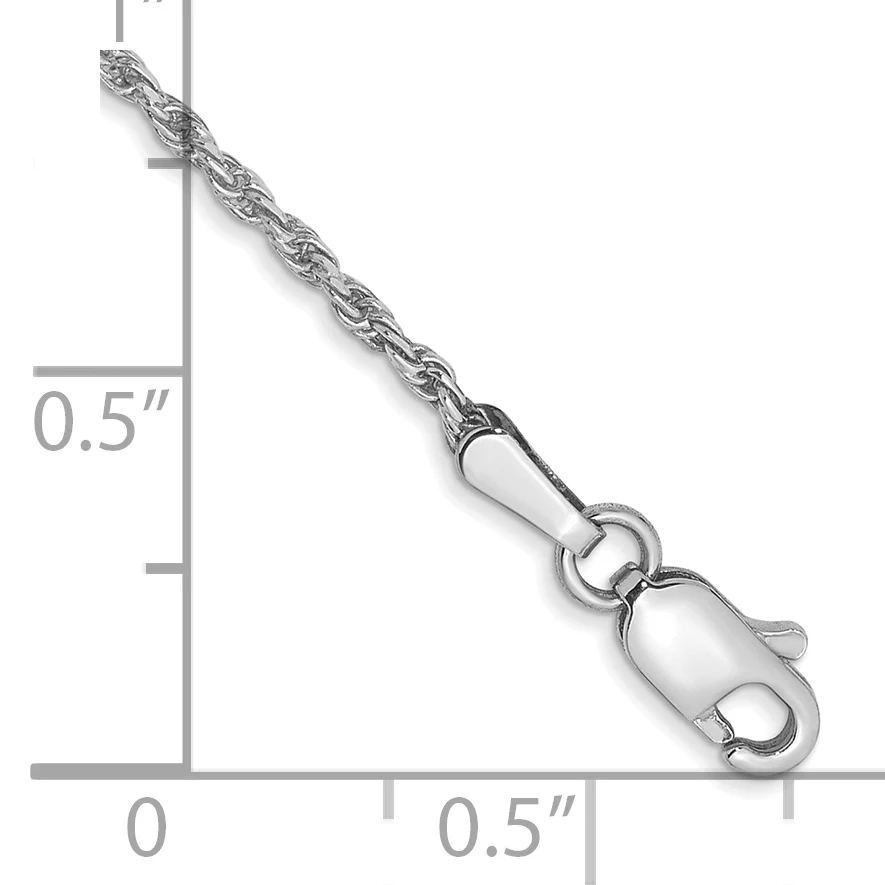 Tobillera de Oro Blanco de 14K de 9 Pulgadas y 1.3 mm Tipo Cuerda con Cierre de Langosta y Corte Diamante - Image 2