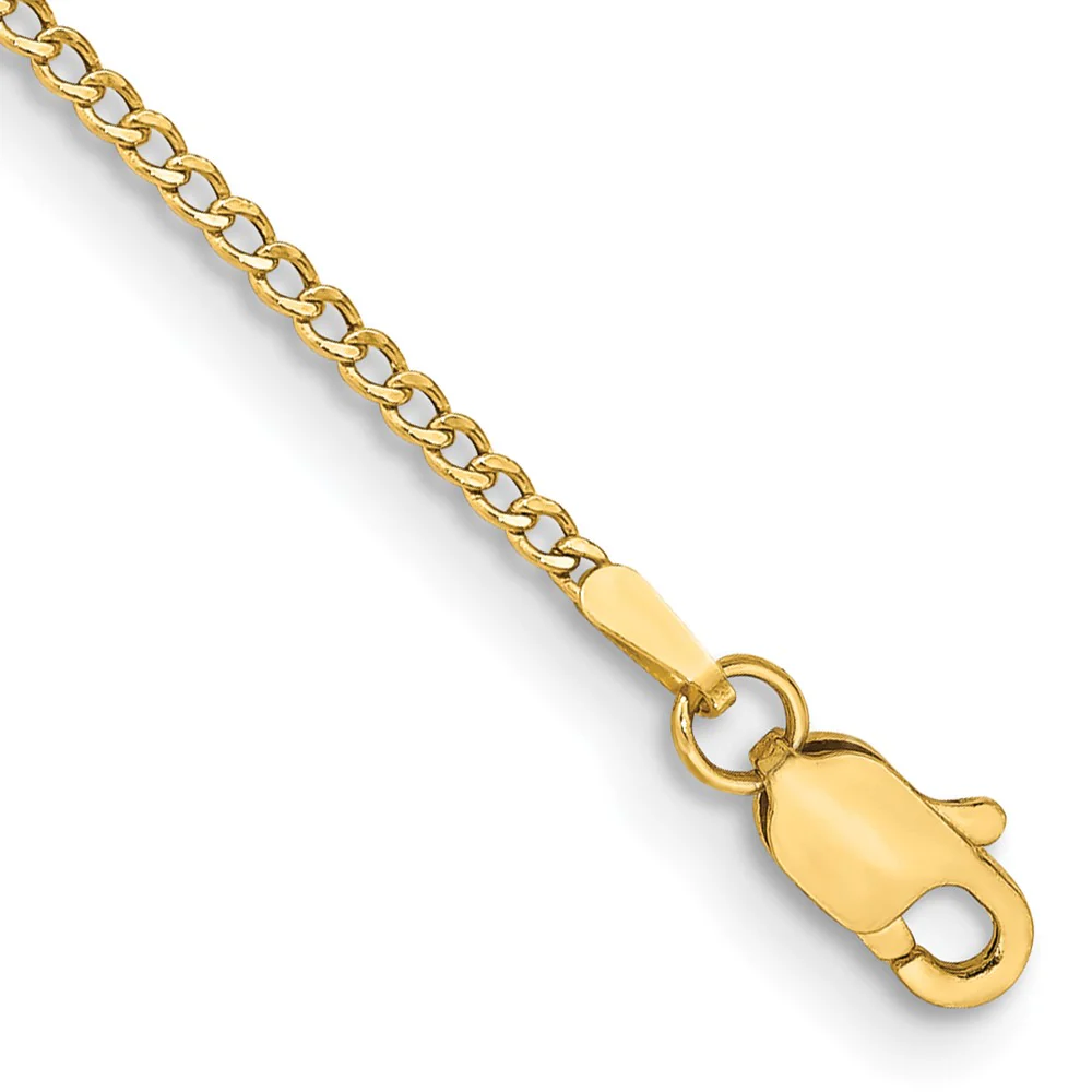 Tobillera de Oro Amarillo de 14K de 10 Pulgadas y 1.85 mm con Cadena Gruesa y Cierre de Langosta - Image 2
