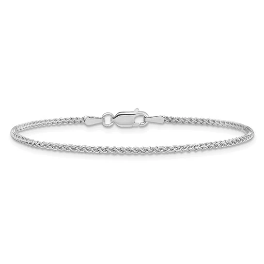 Tobillera de Cadena Spiga de Oro Blanco de 14K de 10 Pulgadas y 1.7 mm con Broche de Langosta - Image 3