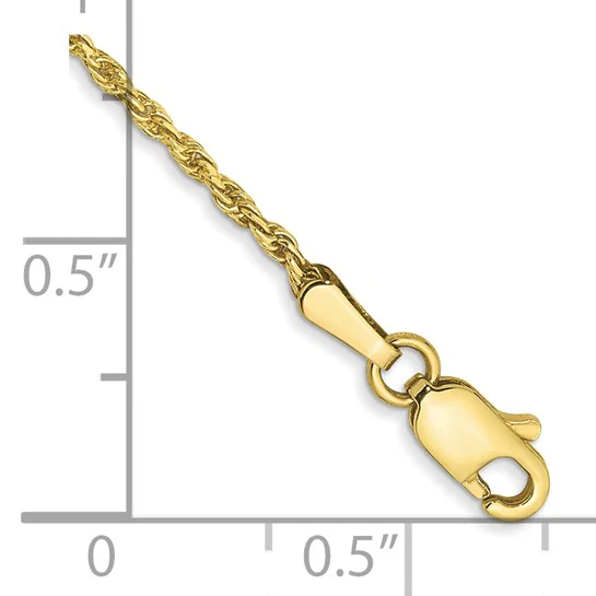 Tobillera de Cadena Rope 1.3mm con Corte Diamante Hecha a Máquina en Oro de 10K - Image 2