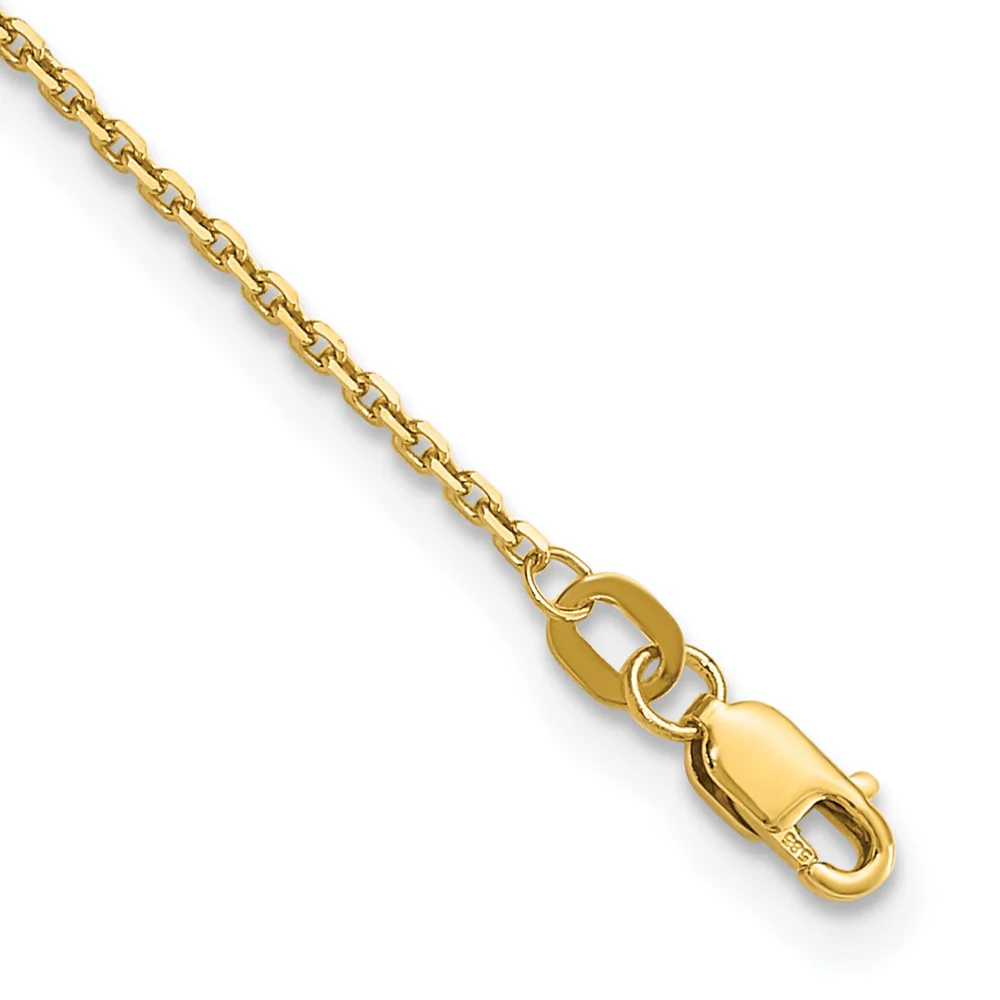 Tobillera de Cable Cortado Diamante de 14K 10 Pulgadas 1.4mm con Cierre de Langosta - Image 2