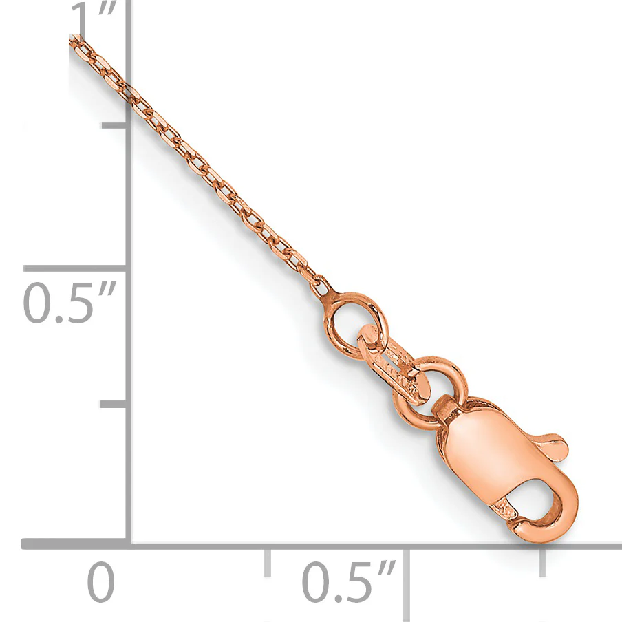 Tobillera Cadena 14K Oro Rosa 10 Pulgadas .8mm Corte Diamante con Cierre de Langosta - Image 2