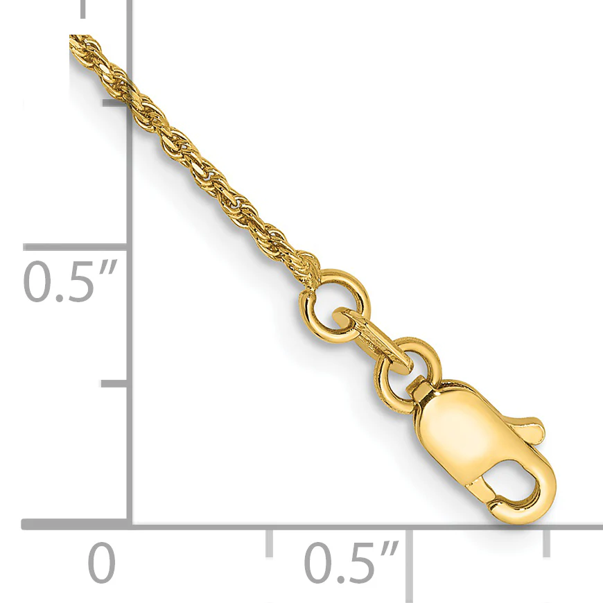 Tobillera 14K de 10 Pulgadas, 1.15 mm, de Cadena Trenzada Hecha a Máquina con Cierre de Langosta - Image 2