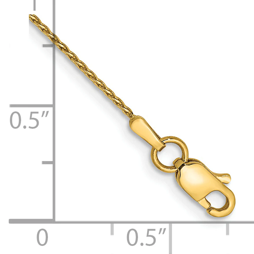 Tobillera 14K de 9 Pulgadas, 0.8 mm, Corte Diamante en Trenza Parisina con Cierre de Langosta - Image 2