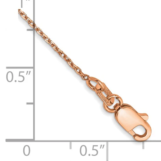 Tobillera de 14K de Oro Rosa de 10 Pulgadas con Cadena de Eslabón de 1.10 mm Cortada con Diamante y Cierre de Langosta - Image 2