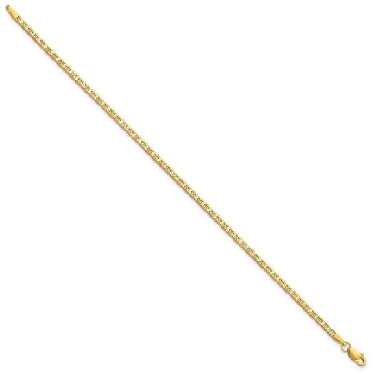 Tobillera de 10K de Oro Amarillo de 9 Pulgadas con Cadena Ancla de 2.4 mm y Cierre de Langosta - Image 3