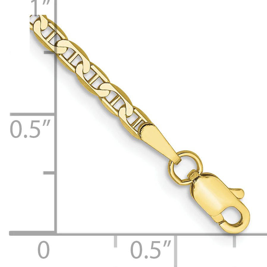 Tobillera de 10K de Oro Amarillo de 9 Pulgadas con Cadena Ancla de 2.4 mm y Cierre de Langosta - Image 4