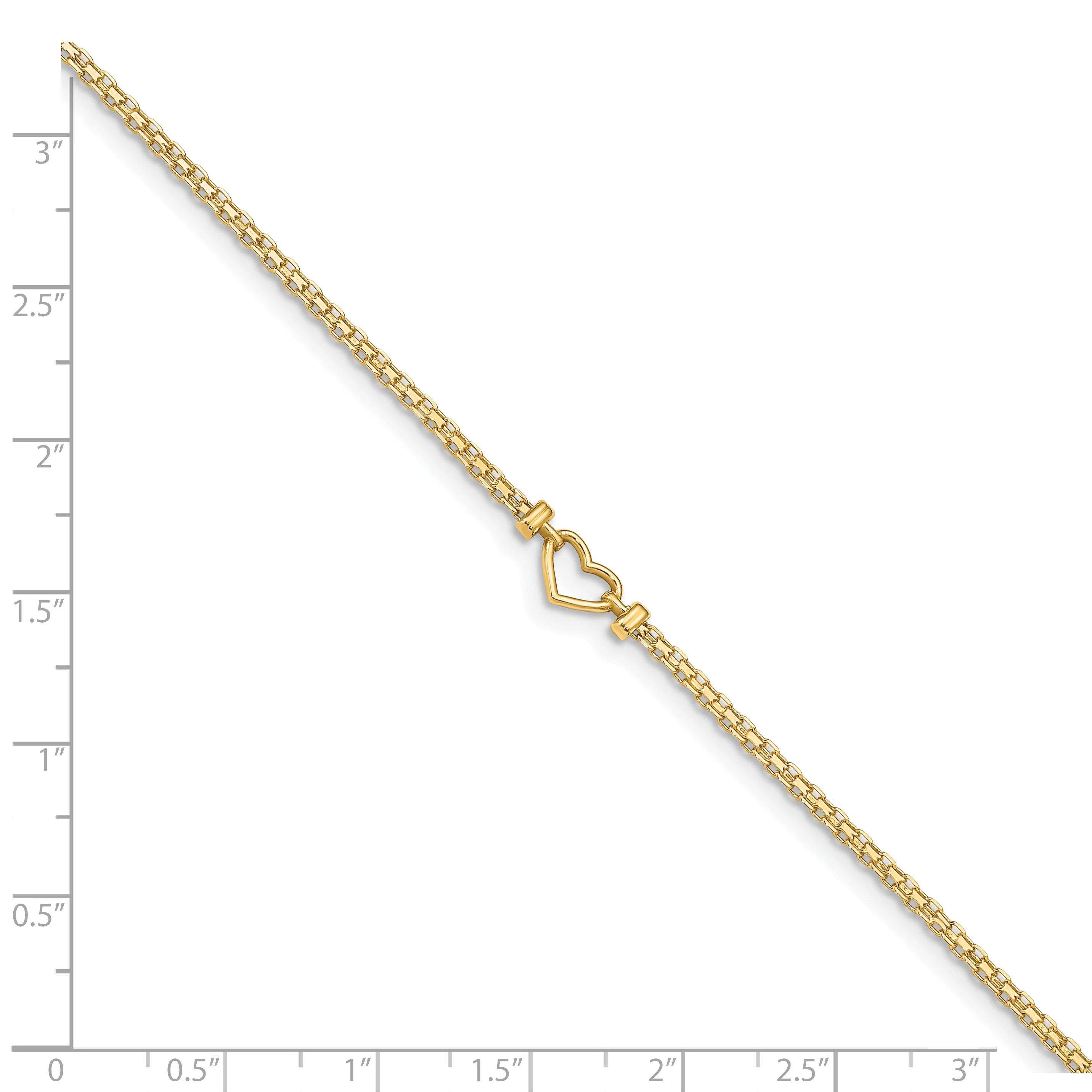 Tobillera de 14K de Corazón Elegante de 9 Pulgadas - Image 6