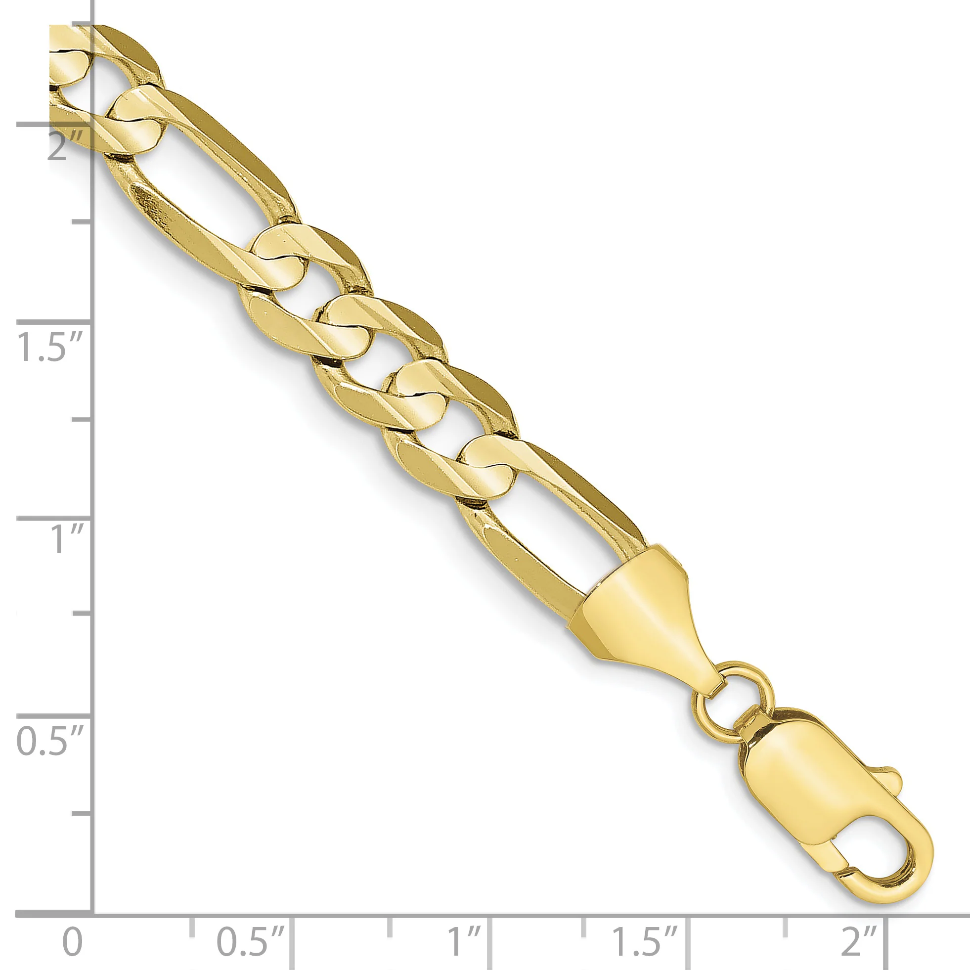 Tobillera de 10K Oro Amarillo con Cadena Figaro Abierta Cóncava de 7.5 mm y Cierre de Langosta, 9 Pulgadas - Image 4