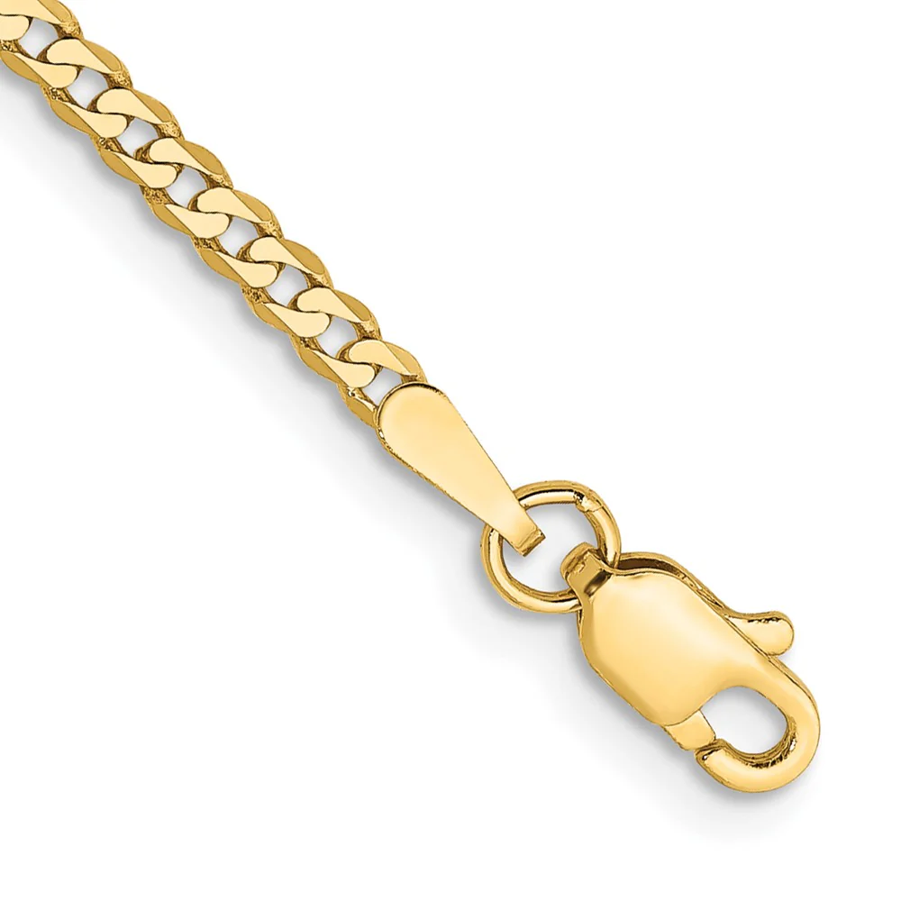 Tobillera de Oro Amarillo de 14K de 10 Pulgadas y 2.2 mm con Cadena Biselada y Cierre de Langosta - Image 2