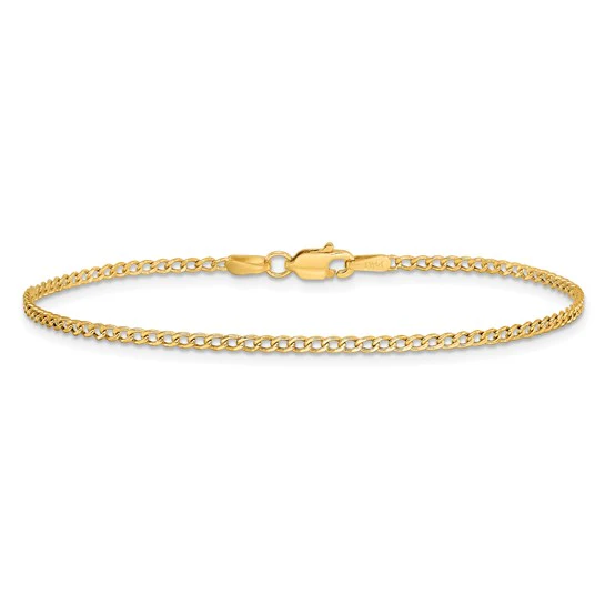 Tobillera de Oro Amarillo de 14K con Cadena Curb Semi-Sólida de 9 Pulgadas y Cierre de Langosta - Image 3