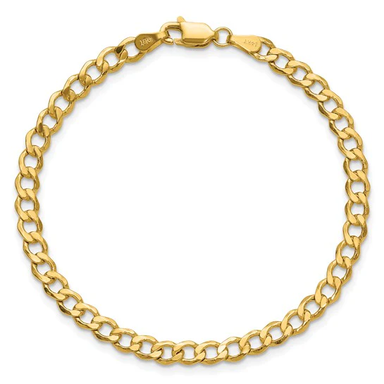 Tobillera de Oro Amarillo 14K Semi-Sólida con Cierre de Lobster de 10 Pulgadas - Image 3