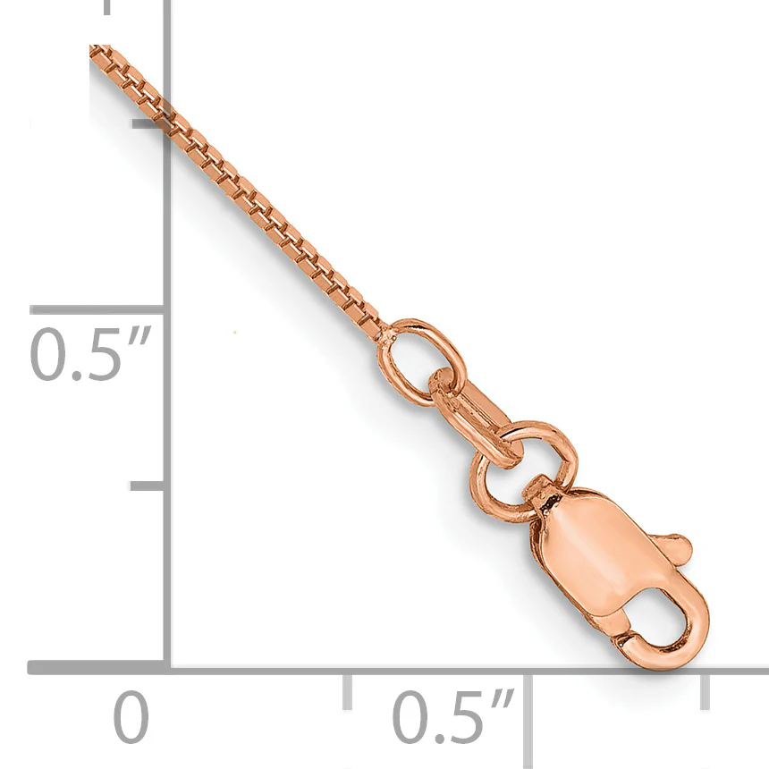 Tobillera de Oro Rosa 14K con Cadena de Enlace Tipo Caja de 10 Pulgadas y Cierre de Langosta - Image 2