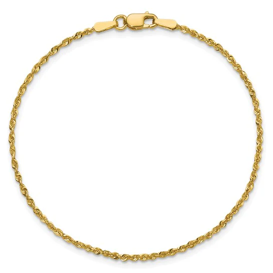 Tobillera de Oro Amarillo 10K Tipo Cuerda Extra-Ligera con Cierre de Langosta de 1.5mm - Image 3
