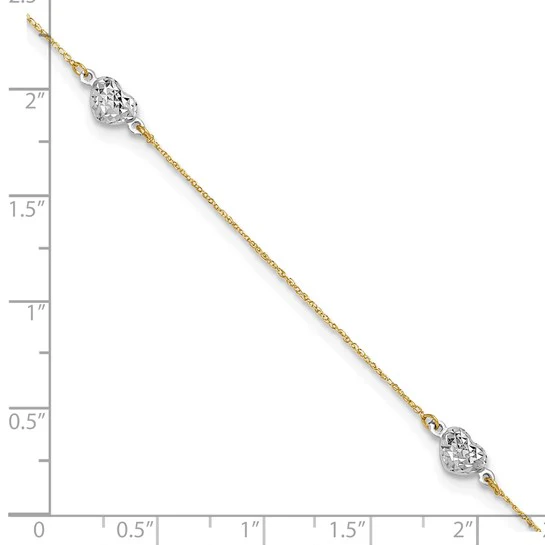 Tobillera de Corazón 14K Bicolor con 1 Pulgada de Extensión - Image 6