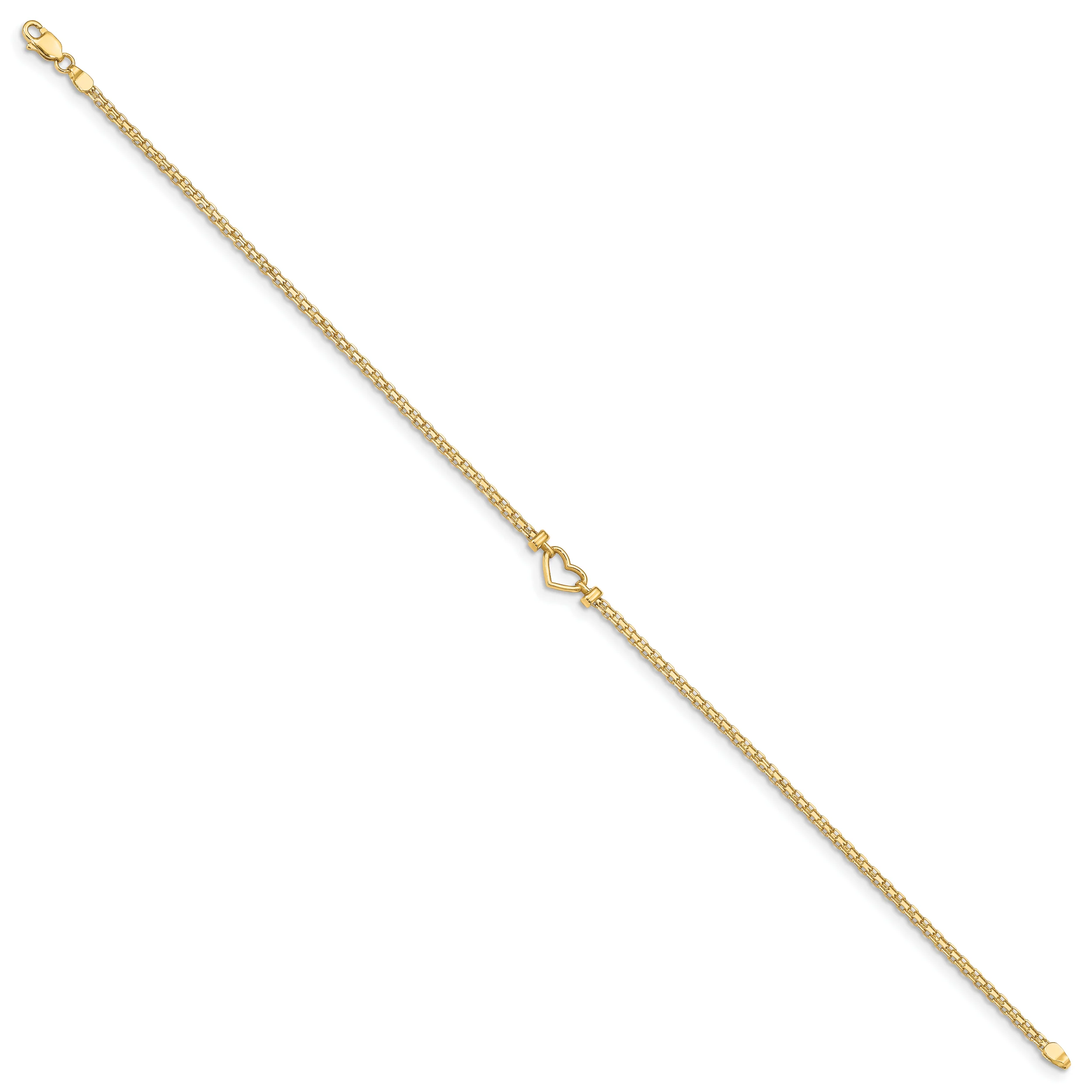 Tobillera 14K Corazón Abierto Pulido de 10 Pulgadas - Image 4