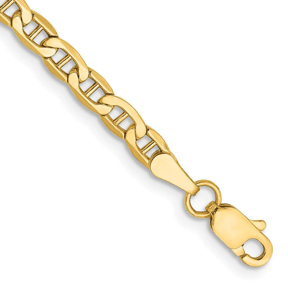 Tobillera 14K 10 pulgadas 3.2mm Semi-Sólida Anchor con Cierre de Langosta - Image 2