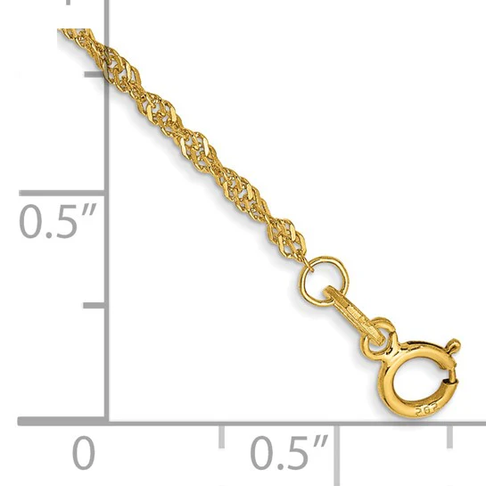 Tobillera 14K 10 Pulgadas 1.40mm Singapore con Cierre de Resorte - Image 4